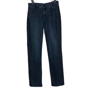NYDJ Dark Wash Skinny with Black Print Design on Sides Size 4